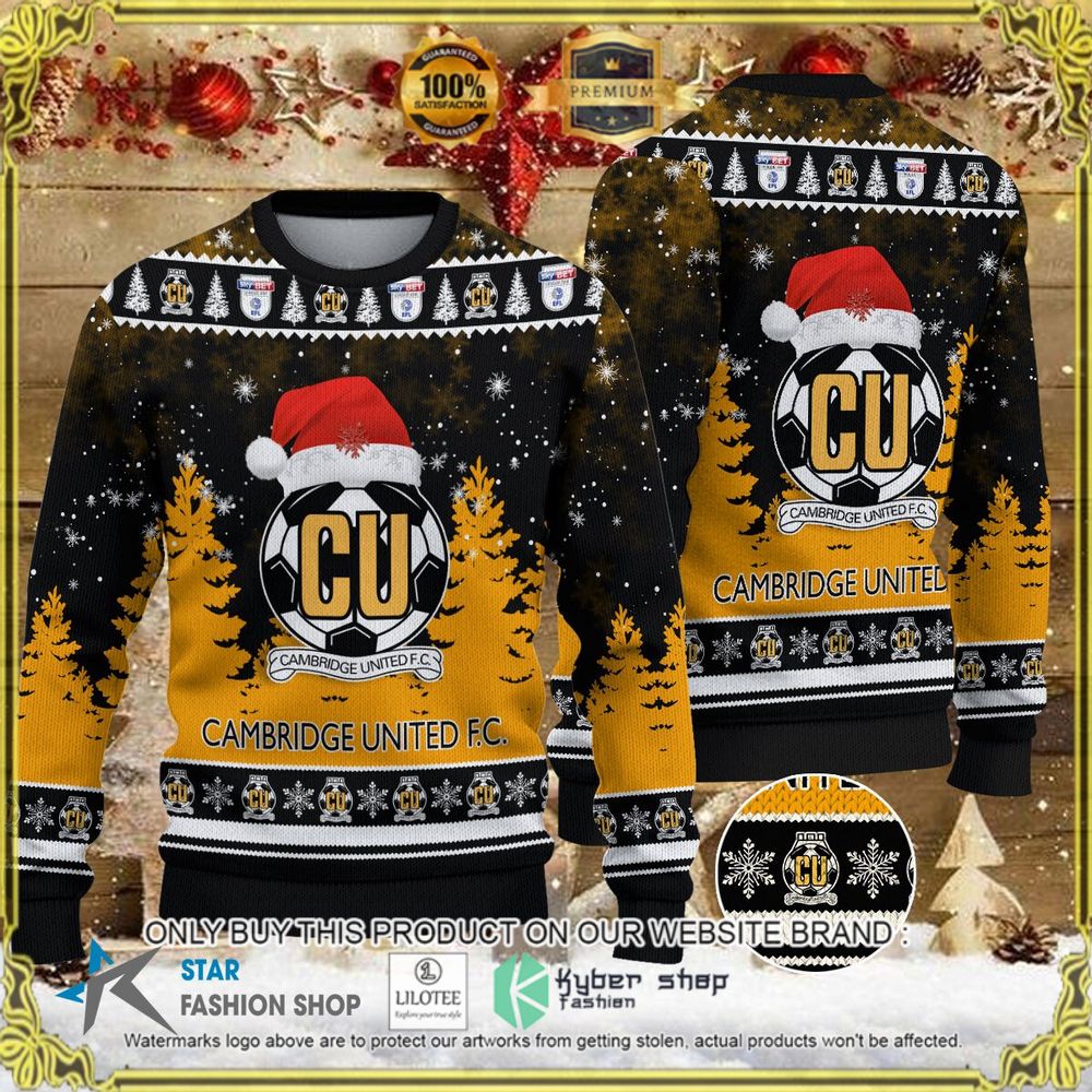 cambridge united fc yellow black christmas sweater limited editionbyhbp