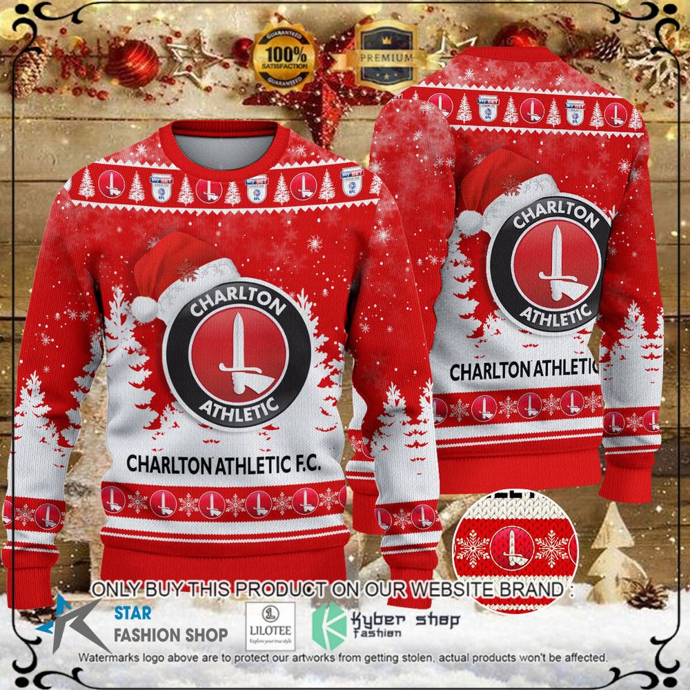 charlton athletic fc red white christmas sweater limited
