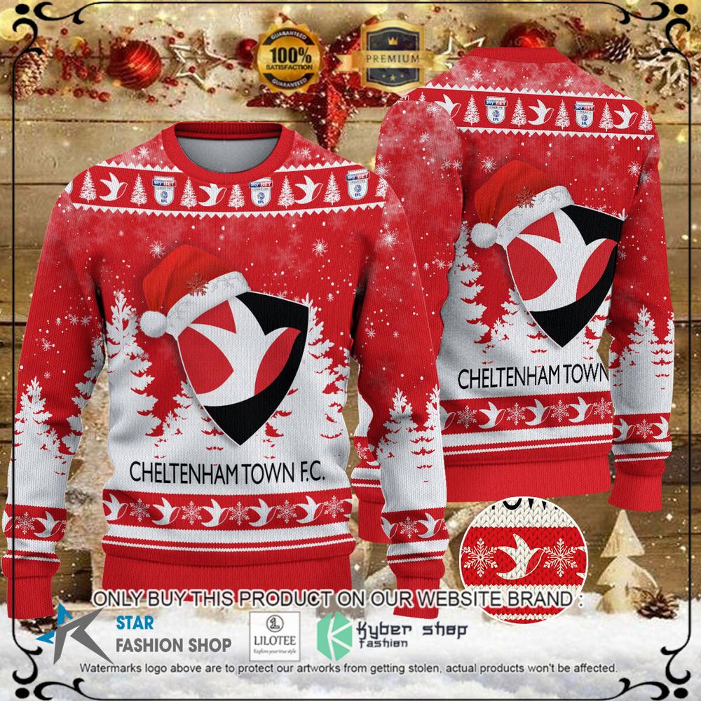 Cheltenham Town F.C. Red White Christmas Sweater - LIMITED EDITION