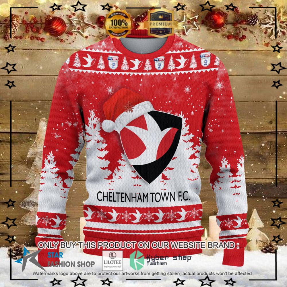 cheltenham town fc red white christmas sweater limited editionfhwut