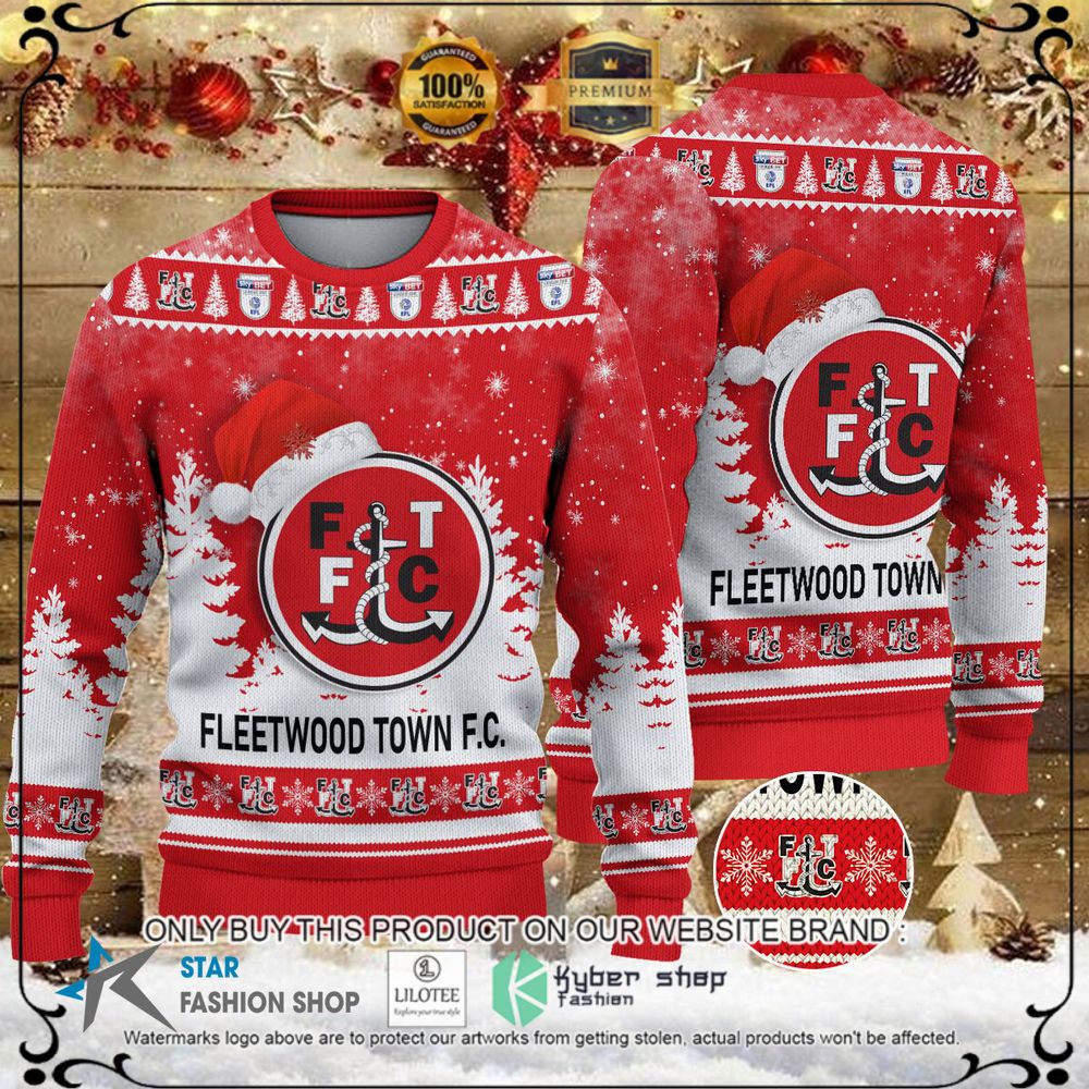 fleetwood town fc red white christmas sweater limited editionj6me5