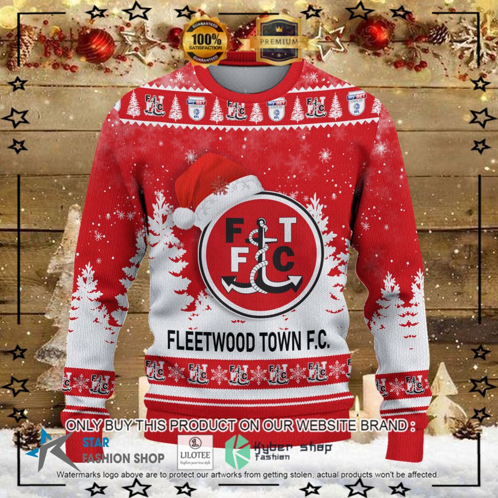fleetwood town fc red white christmas sweater limited editionpktly