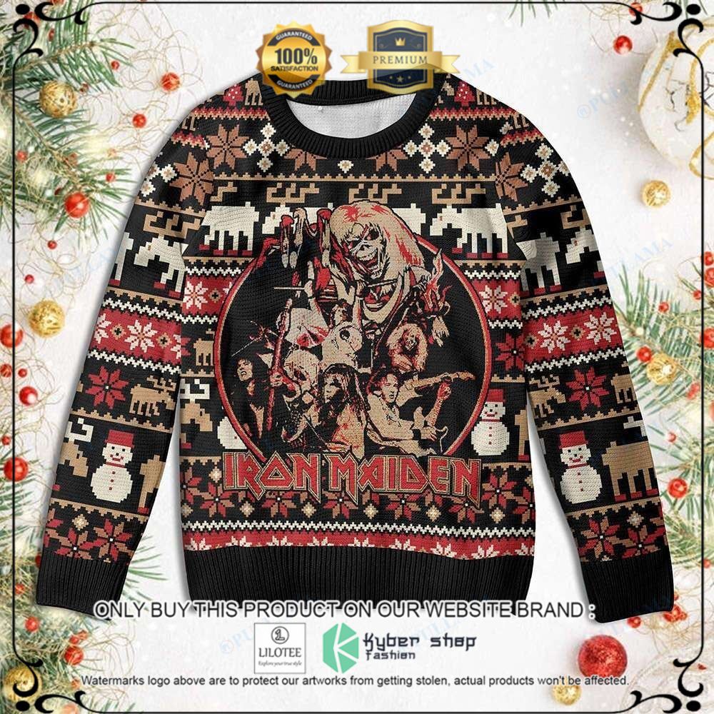 iron maiden members christmas sweater limited editionczhrt
