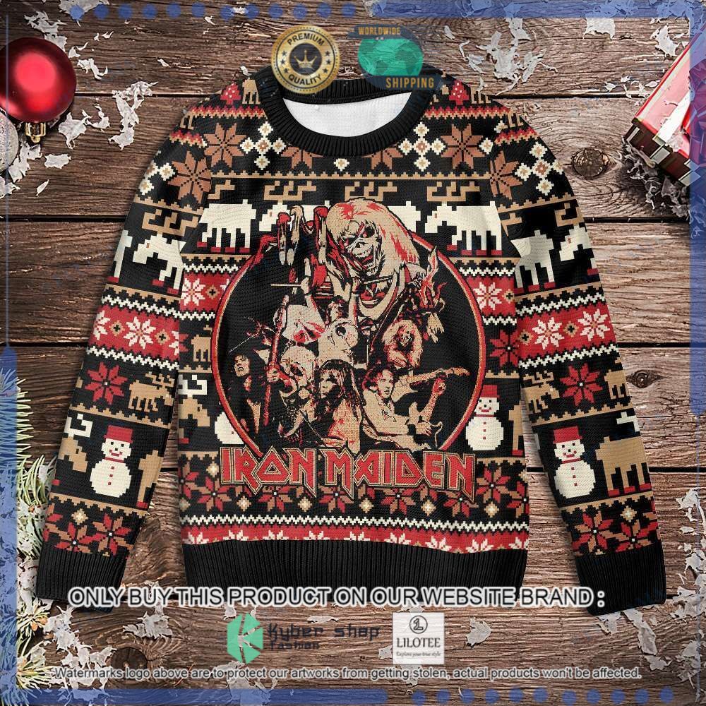iron maiden members christmas sweater limited editionmehws