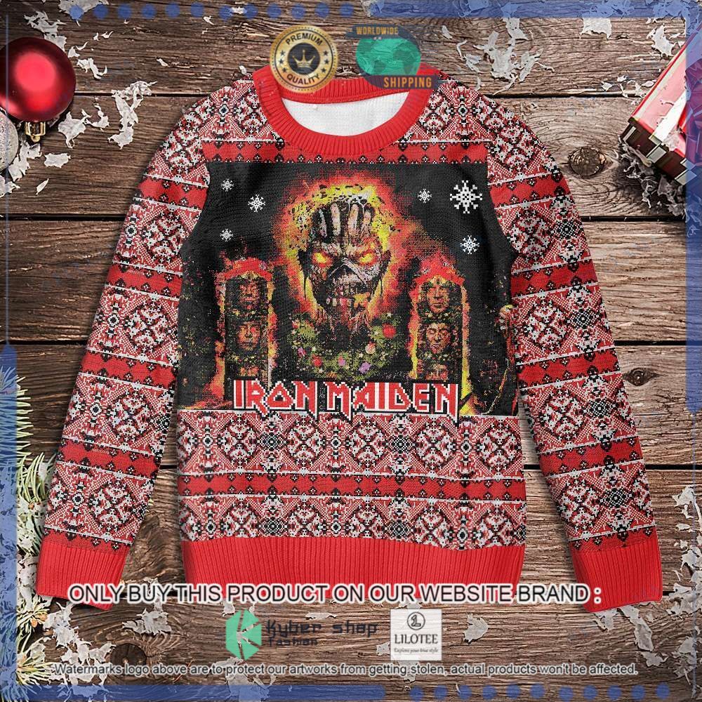 iron maiden the book of souls red christmas sweater limited