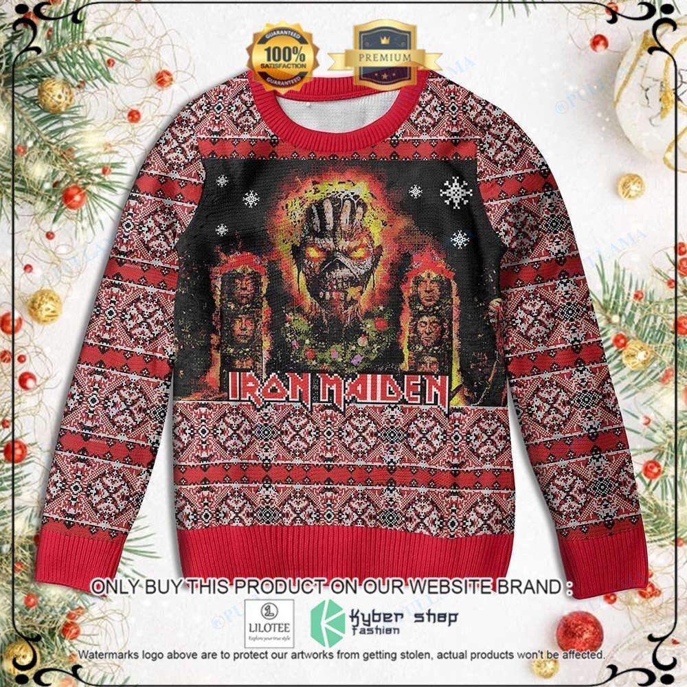 iron maiden the book of souls red christmas sweater limited editionv00ik
