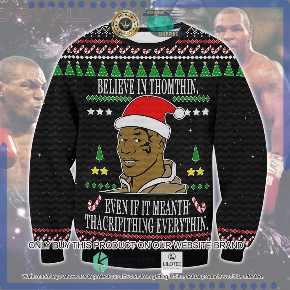 mike tyson believe in thomthin christmas sweater limited editionld9mo