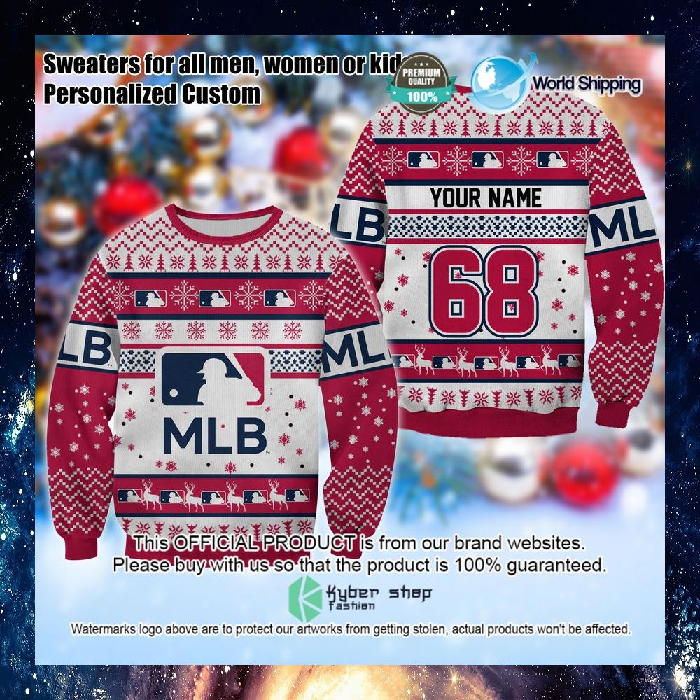 mlb logo mlb personalized christmas sweater limited editionpqtme