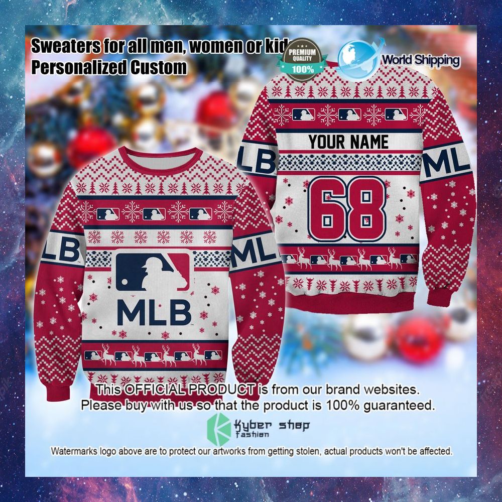mlb logo mlb personalized christmas sweater limited