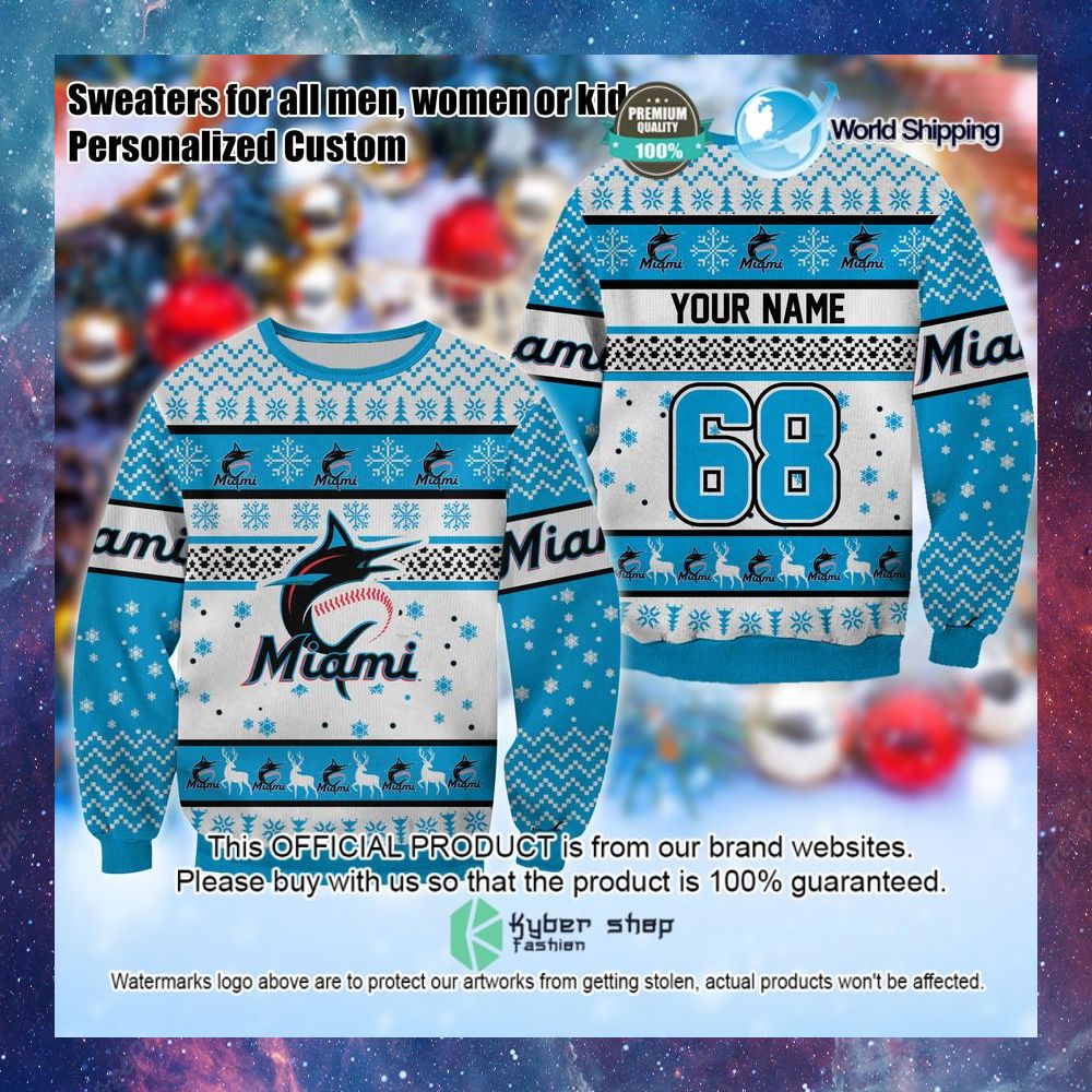 mlb miami marlins personalized christmas sweater limited editionhv8za