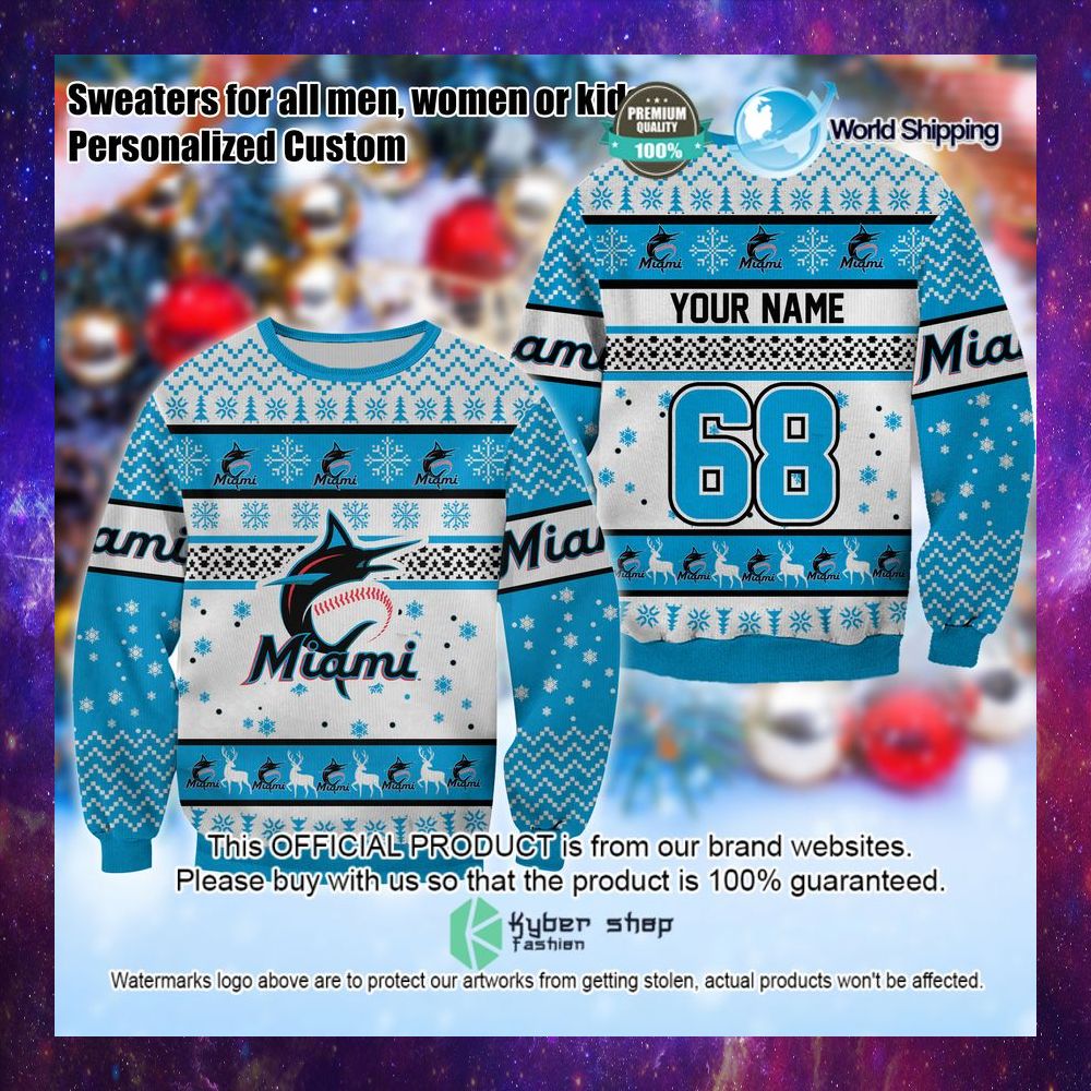 mlb miami marlins personalized christmas sweater limited editionjtpij