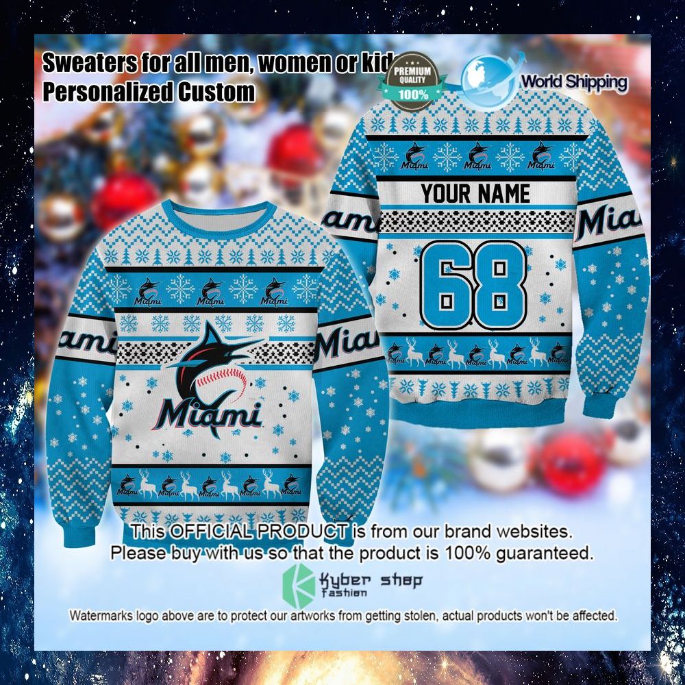 mlb miami marlins personalized christmas sweater limited editionspjru