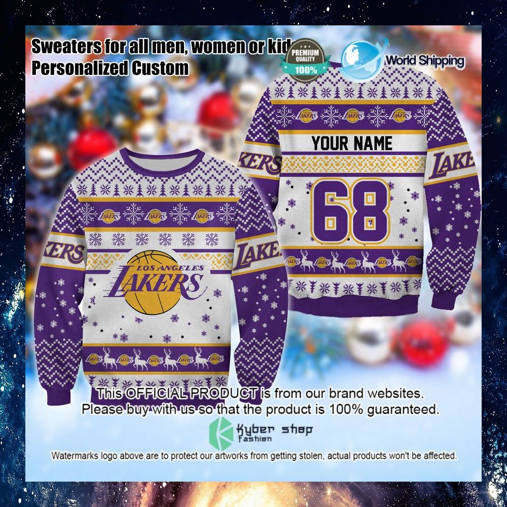 nba los angeles lakers personalized christmas sweater limited editionsfnvb5
