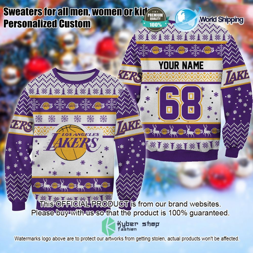 nba los angeles lakers personalized christmas sweater limited editionsmjyn4