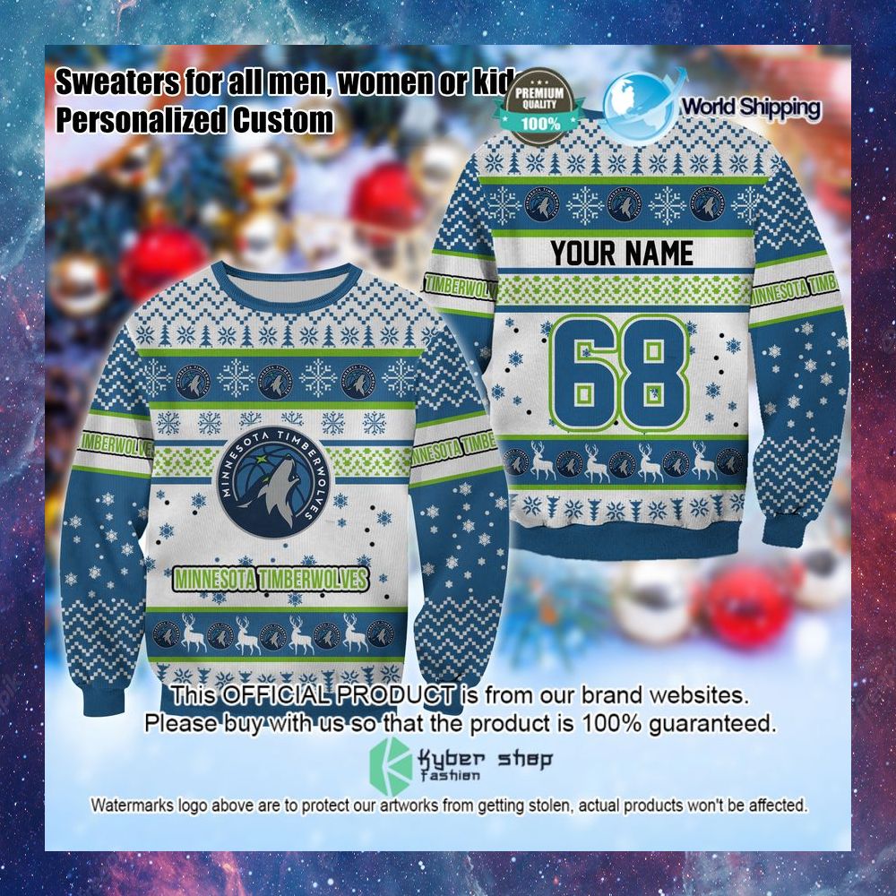nba minnesota timberwolves personalized christmas sweater limited editiona7qtm