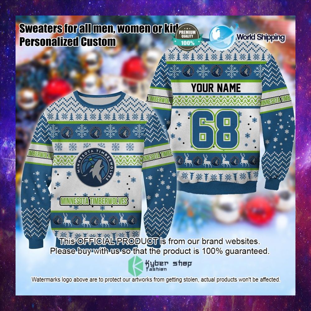 nba minnesota timberwolves personalized christmas sweater limited editionizfy5
