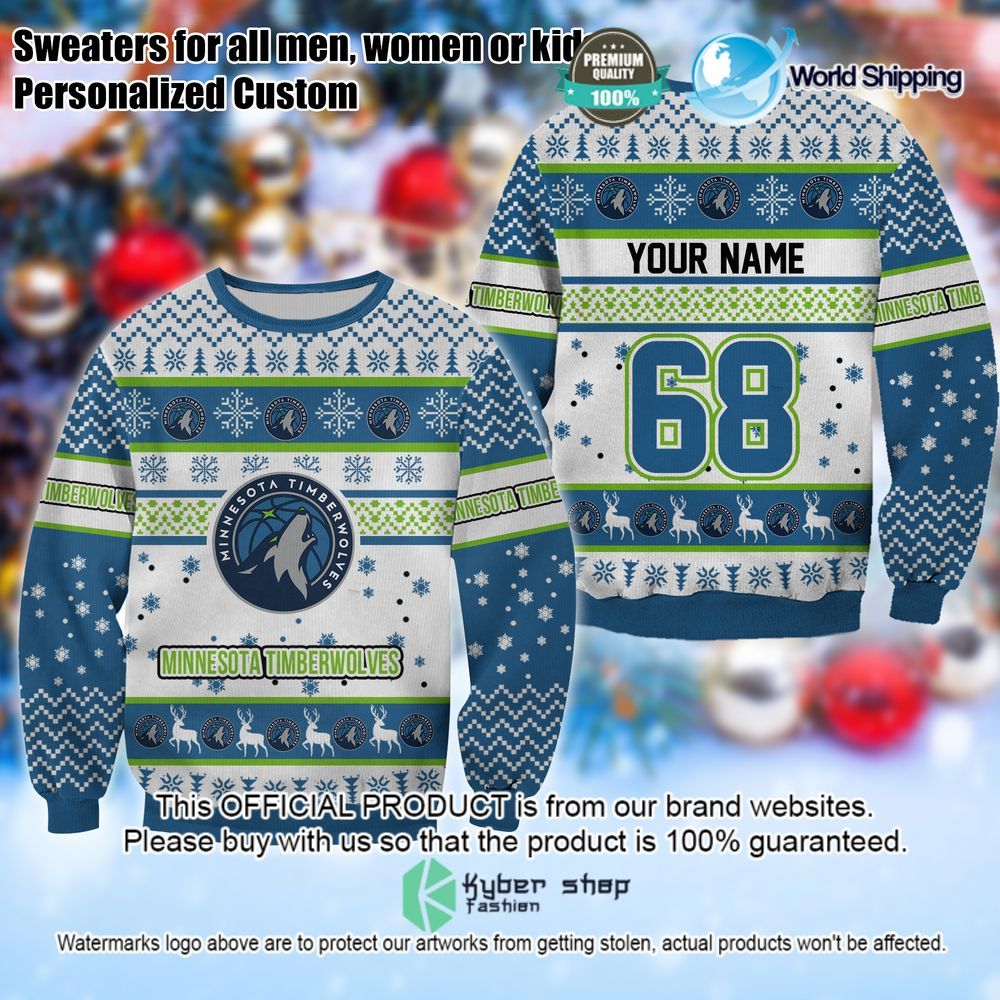 nba minnesota timberwolves personalized christmas sweater limited editionyljmk