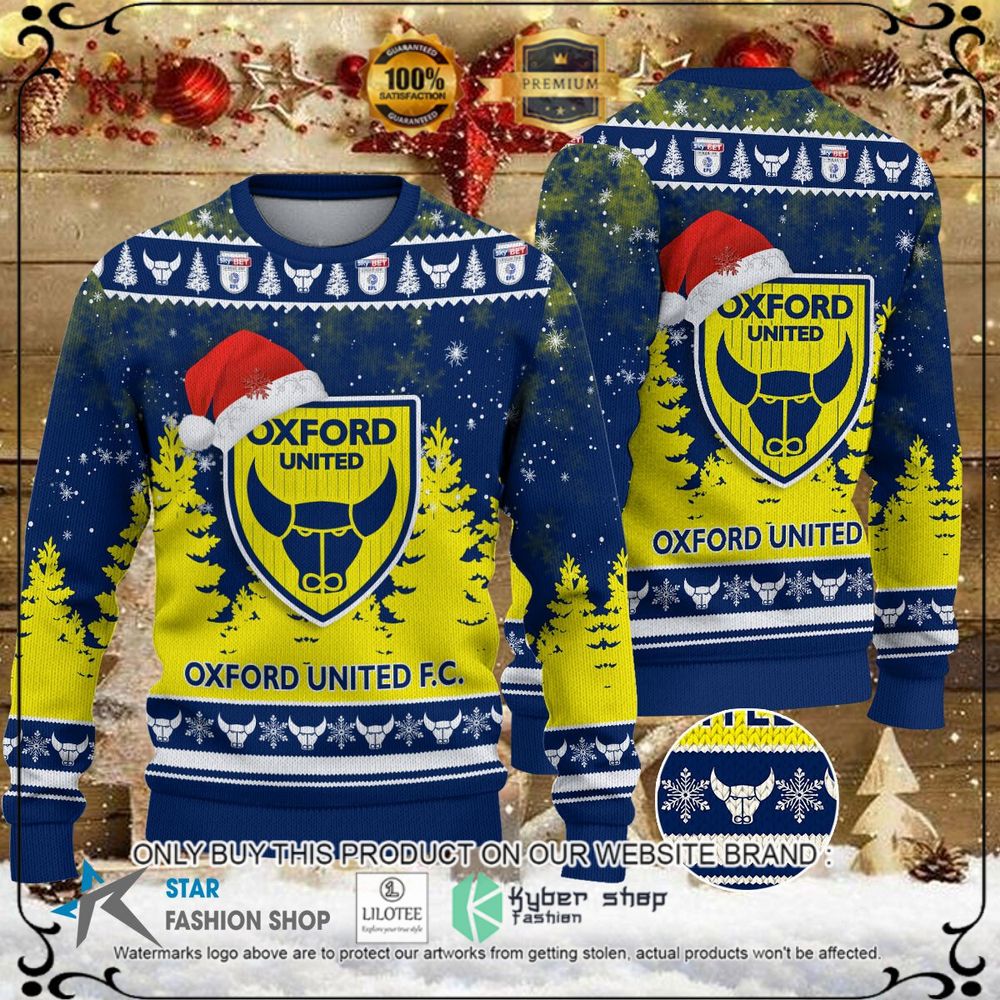 oxford united fc yellow blue christmas sweater limited