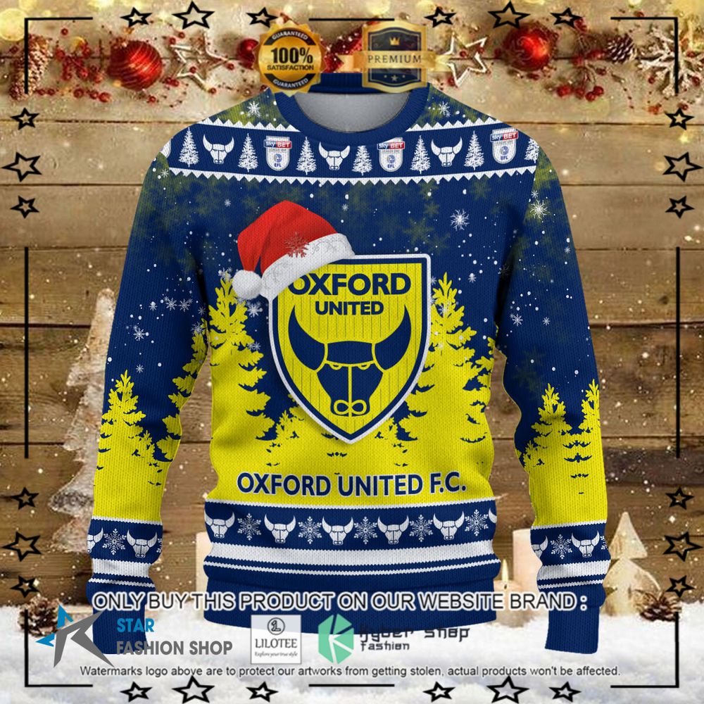 oxford united fc yellow blue christmas sweater limited editiontseis