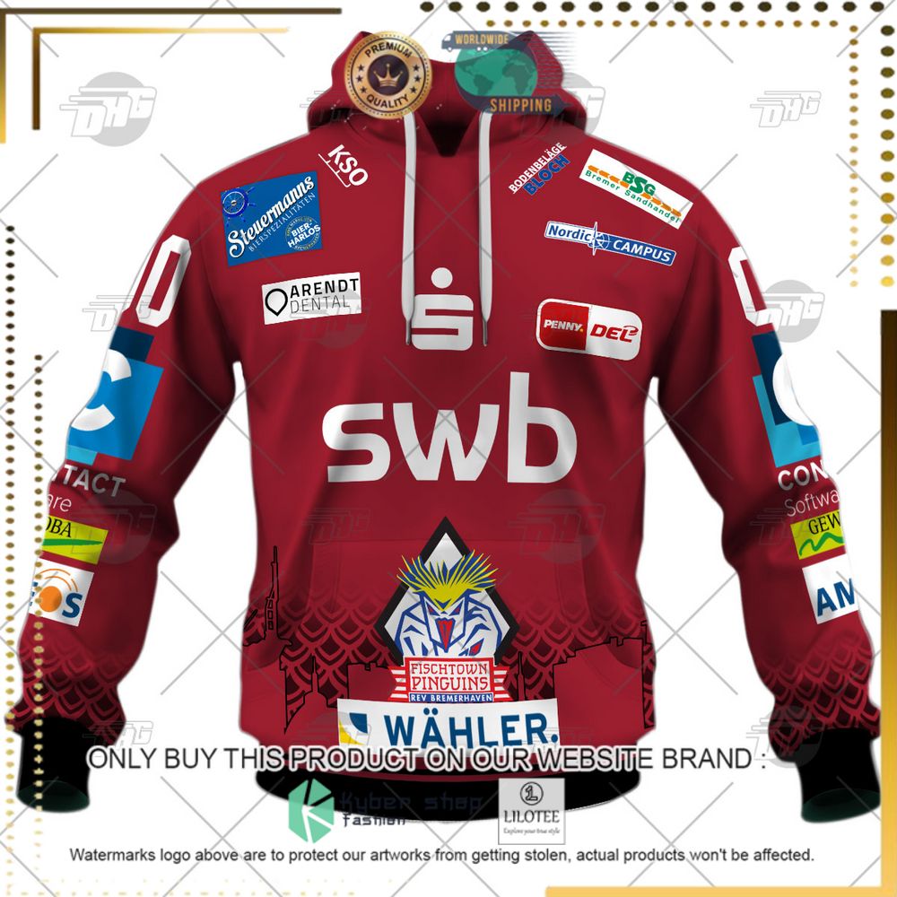 personalized del fischtown pinguins dark red 3d hoodie shirt limited edition19ugf