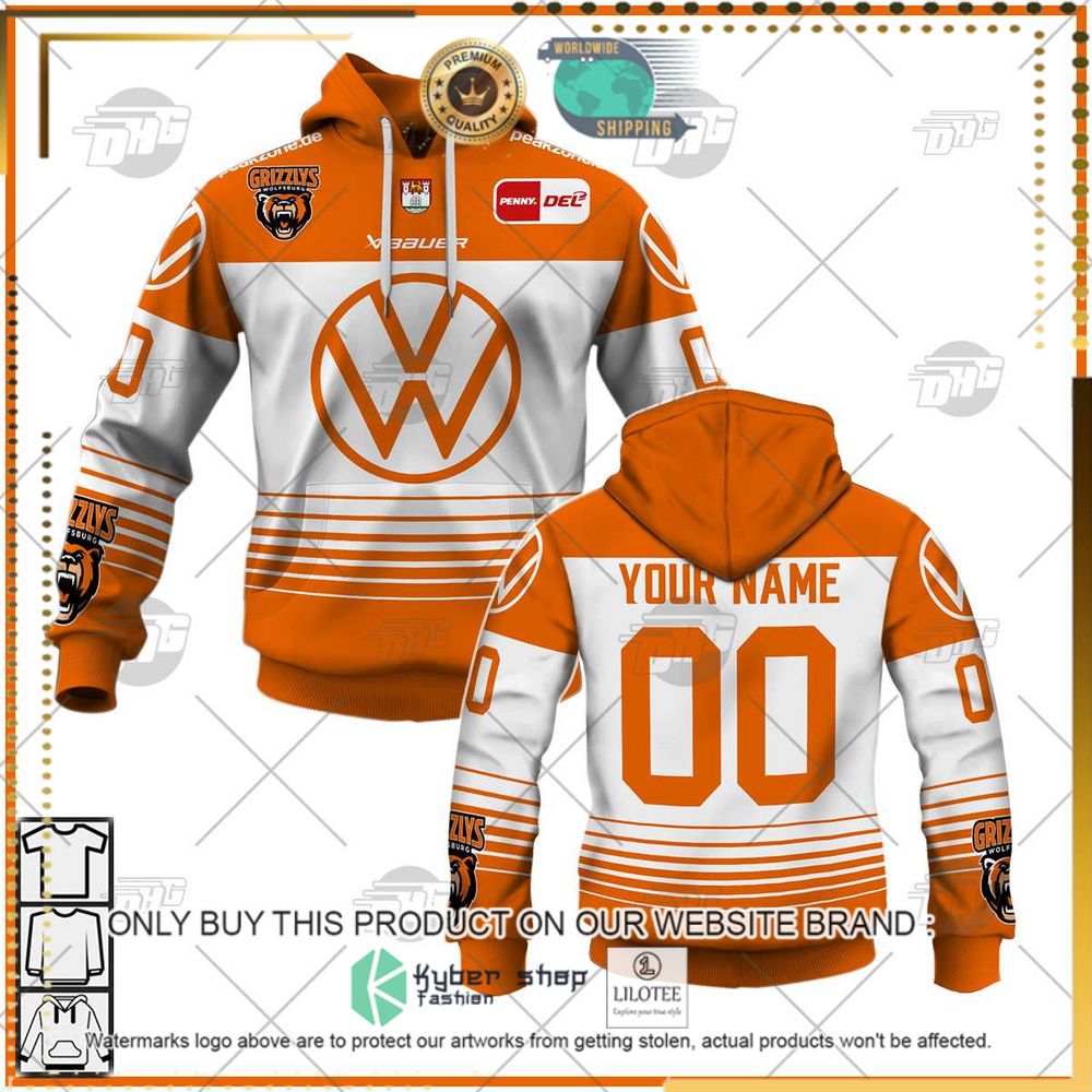 Personalized DEL Grizzlys Wolfsburg White Orange 3D Hoodie, Shirt - LIMITED EDITION