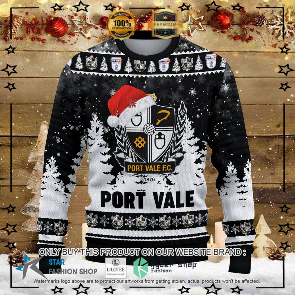 port vale fc black white christmas sweater limited editionirg1b