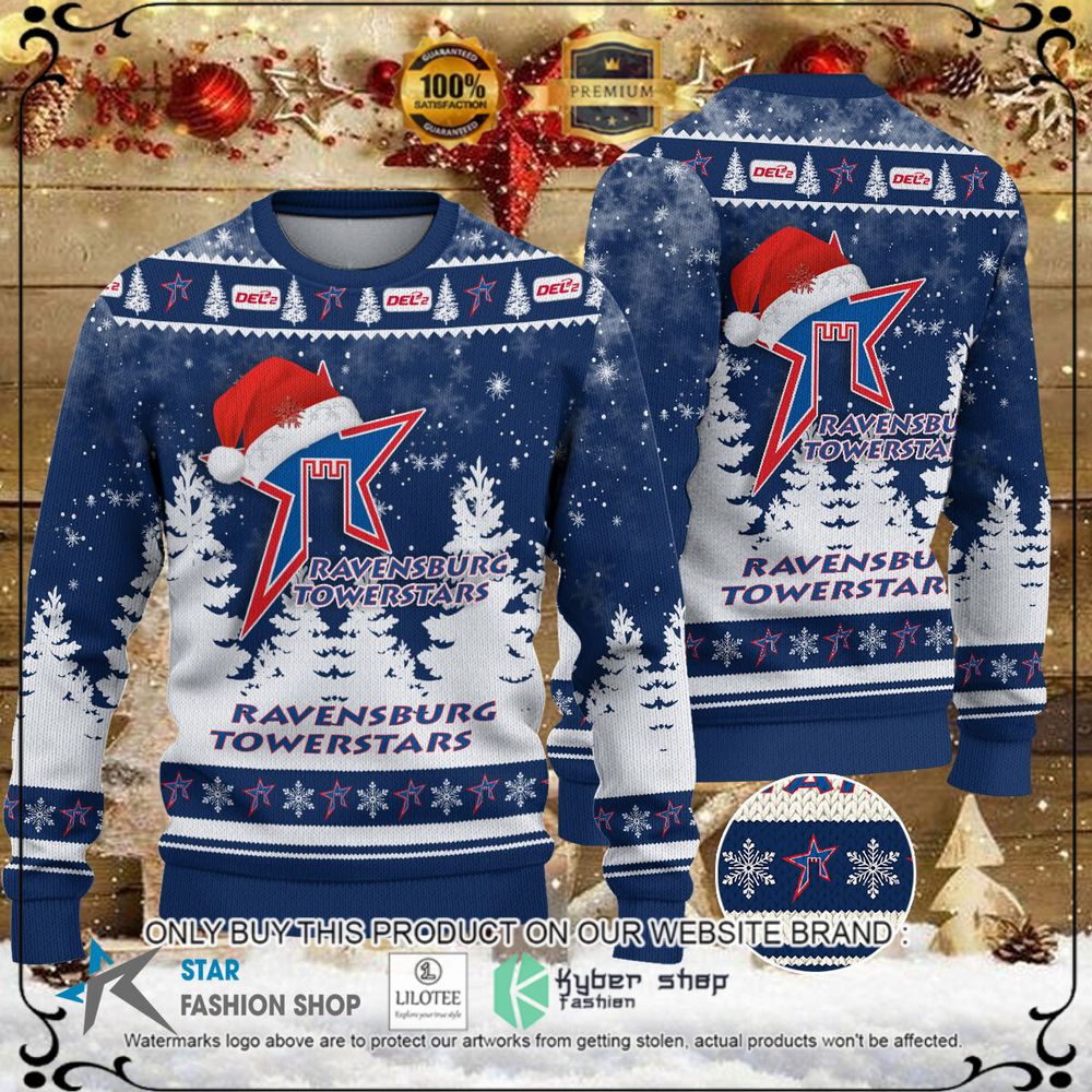 ravensburg towerstars blue white christmas sweater limited editionpyt96