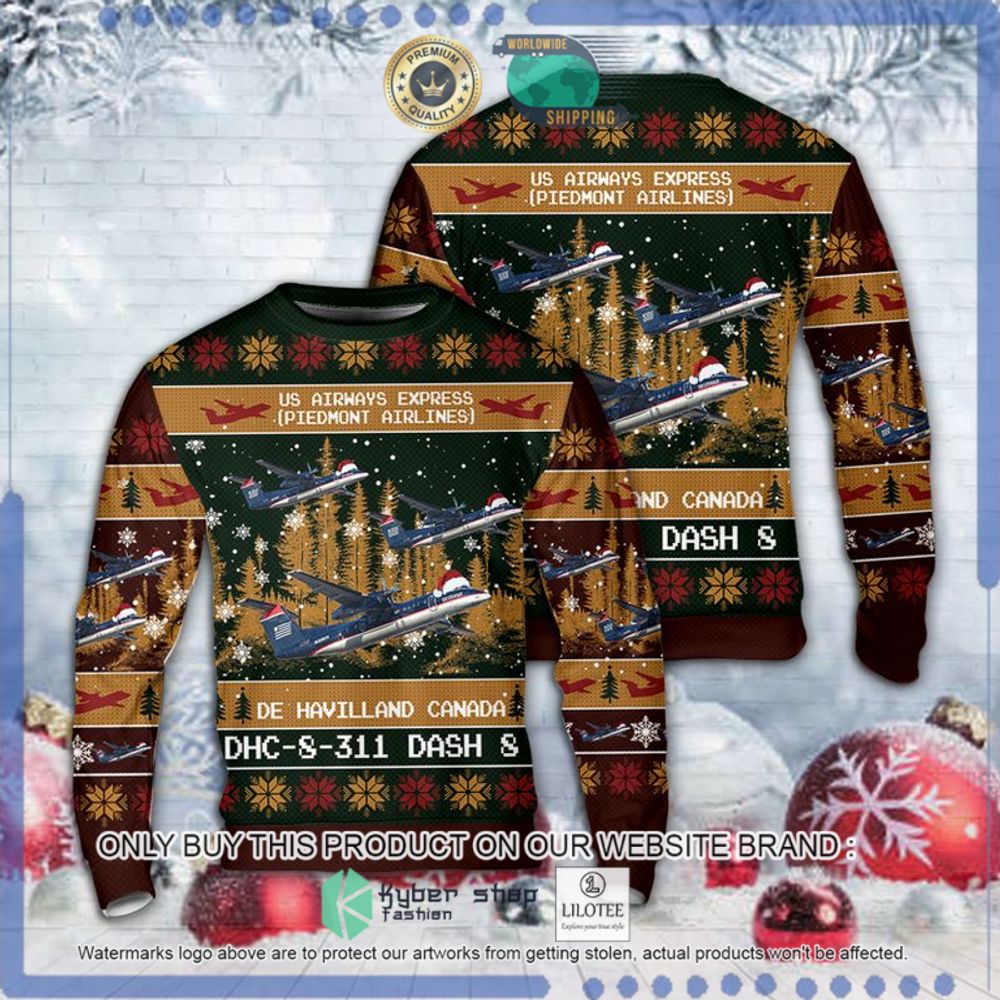 us airways express dhc s 311 dash christmas sweater limited edition76j7o