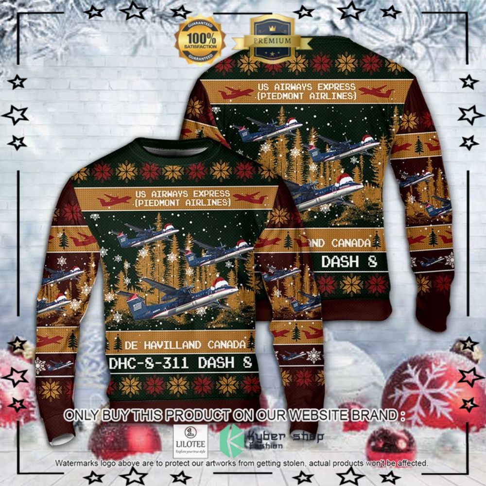 us airways express dhc s 311 dash christmas sweater limited