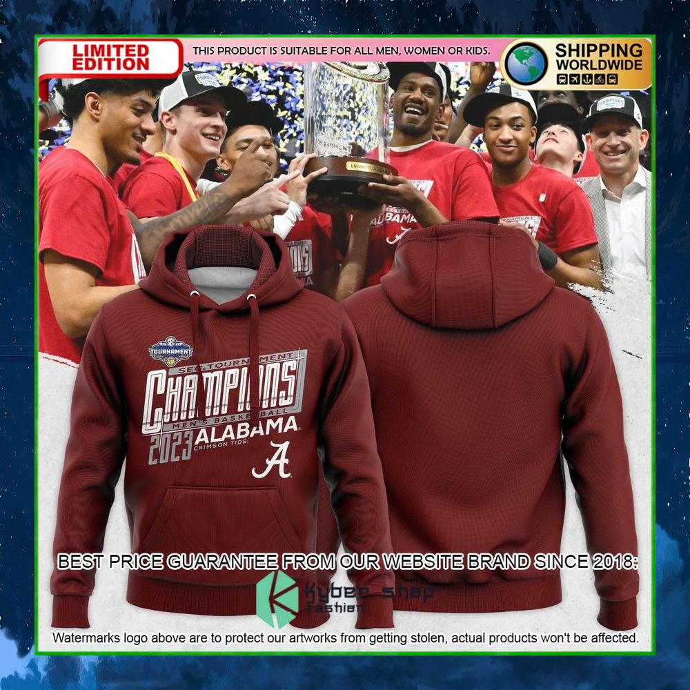 alabama crimson tide 2023 sec mens basketball conference tournament champions hoodie shirt limited edition dawad