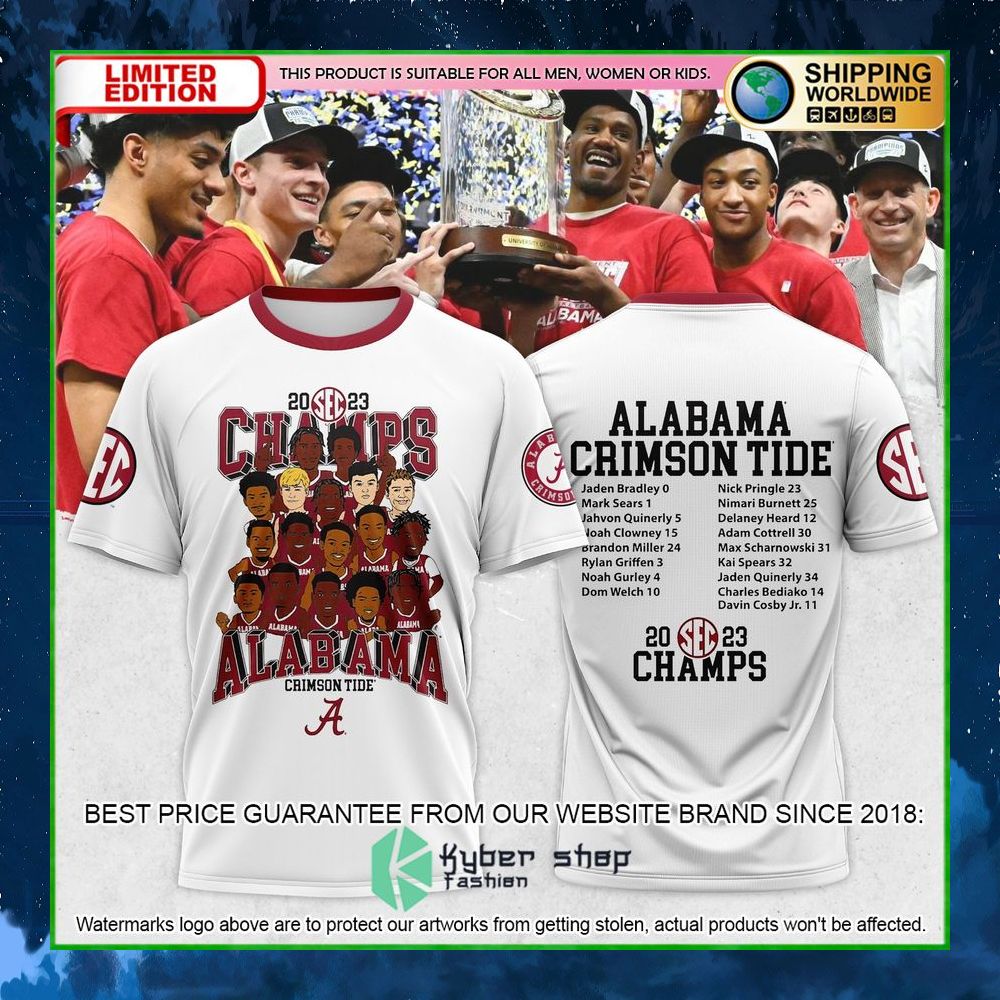 alabama crimson tide 2023 sec mens basketball regular season champions hoodie shirt limited edition equwd