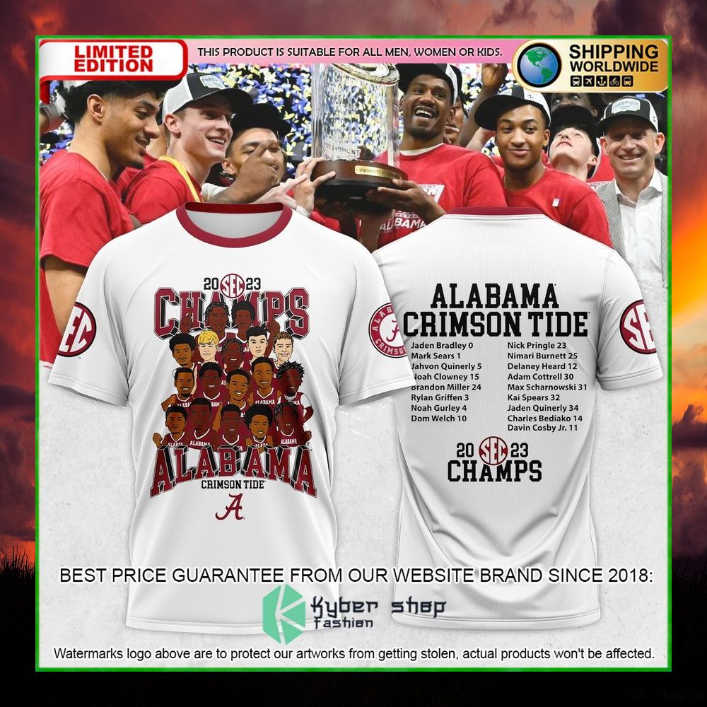 alabama crimson tide 2023 sec mens basketball regular season champions hoodie shirt limited edition hwjzh
