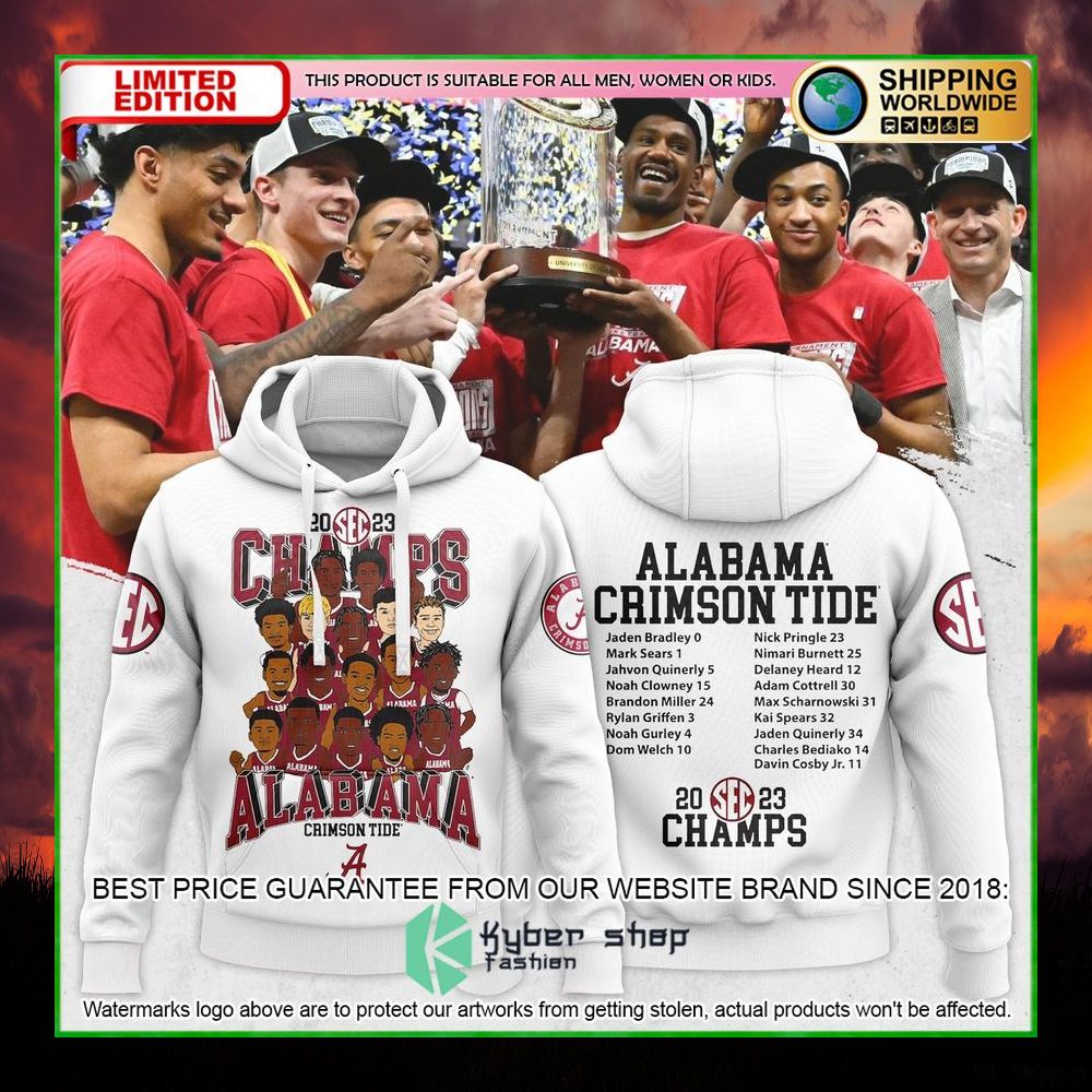 alabama crimson tide 2023 sec mens basketball regular season champions hoodie shirt limited edition