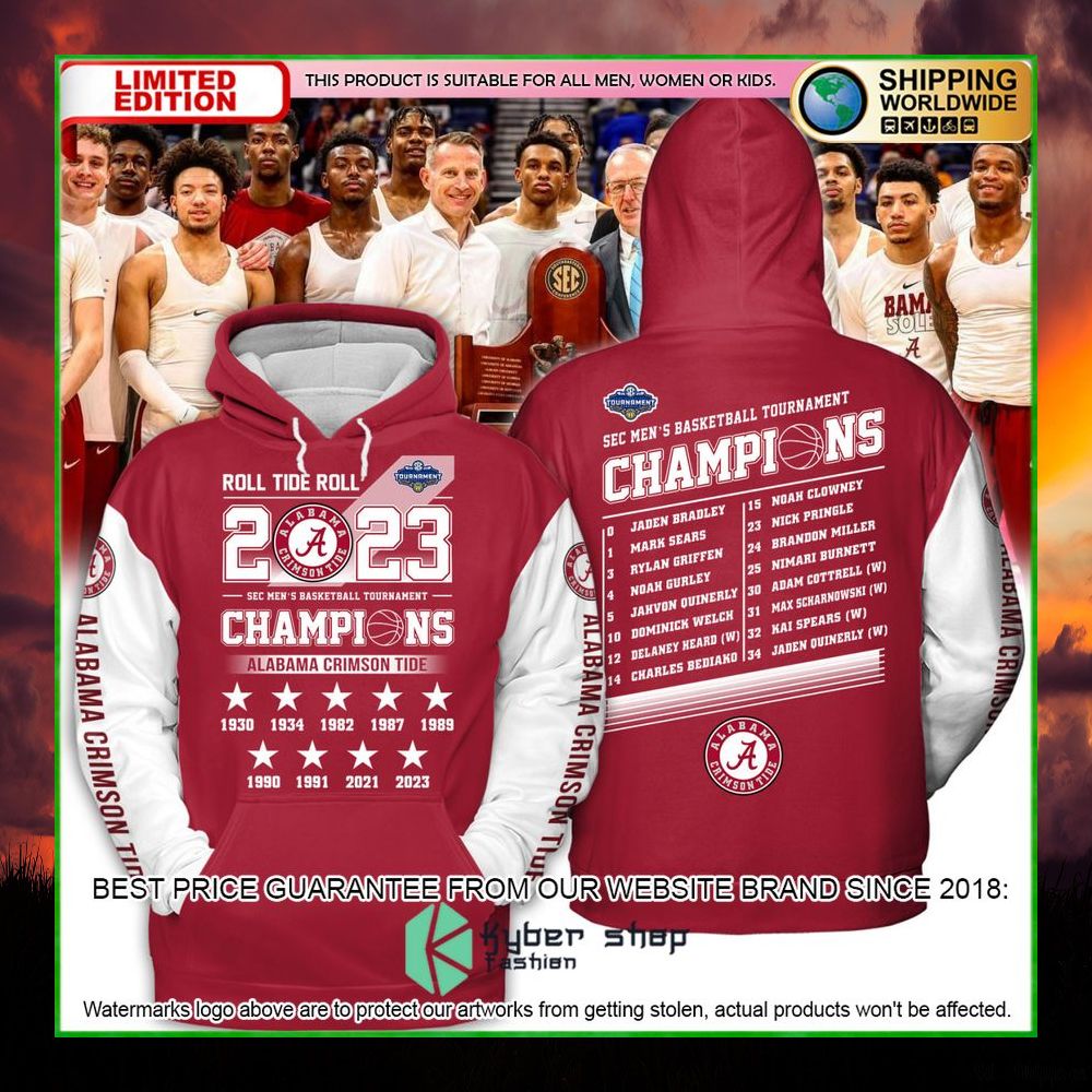 alabama crimson tide roll tide 2023 champions hoodie shirt limited edition