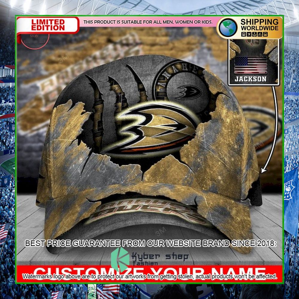 anaheim ducks skull nhl custom name cap limited edition 02tlr