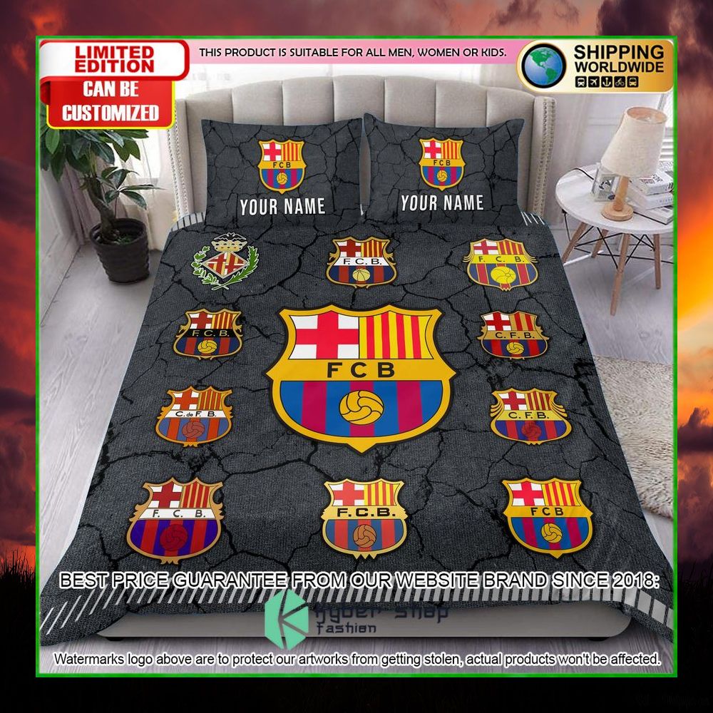 barcelona logo history custom name crack bedding set limited edition geqci