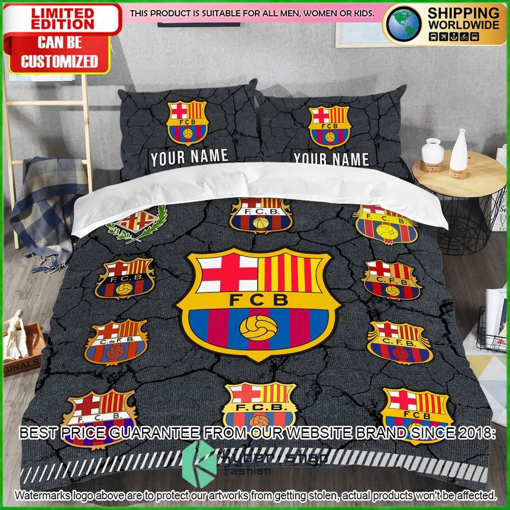 barcelona logo history custom name crack bedding set limited edition mzjpe