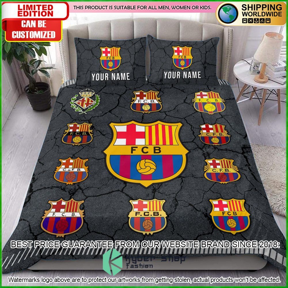 barcelona logo history custom name crack bedding set limited edition nbow7