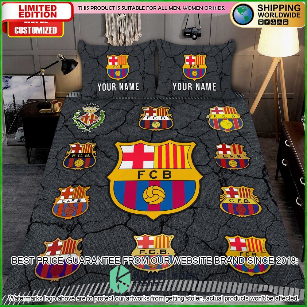 barcelona logo history custom name crack bedding set limited edition oq9g2