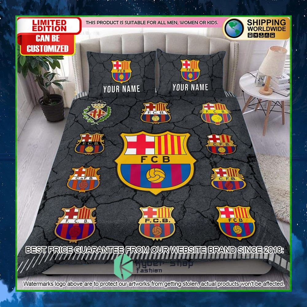 barcelona logo history custom name crack bedding set limited edition pn5wg