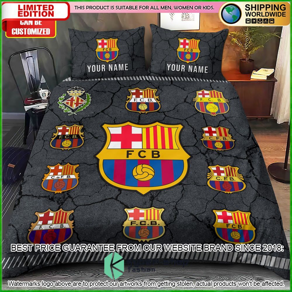 barcelona logo history custom name crack bedding set limited edition s38zk
