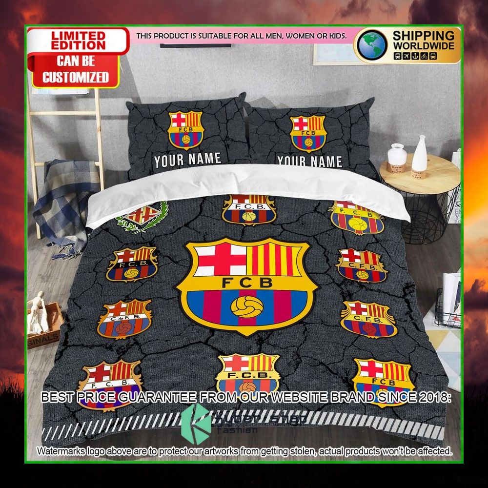 barcelona logo history custom name crack bedding set limited edition ugmds