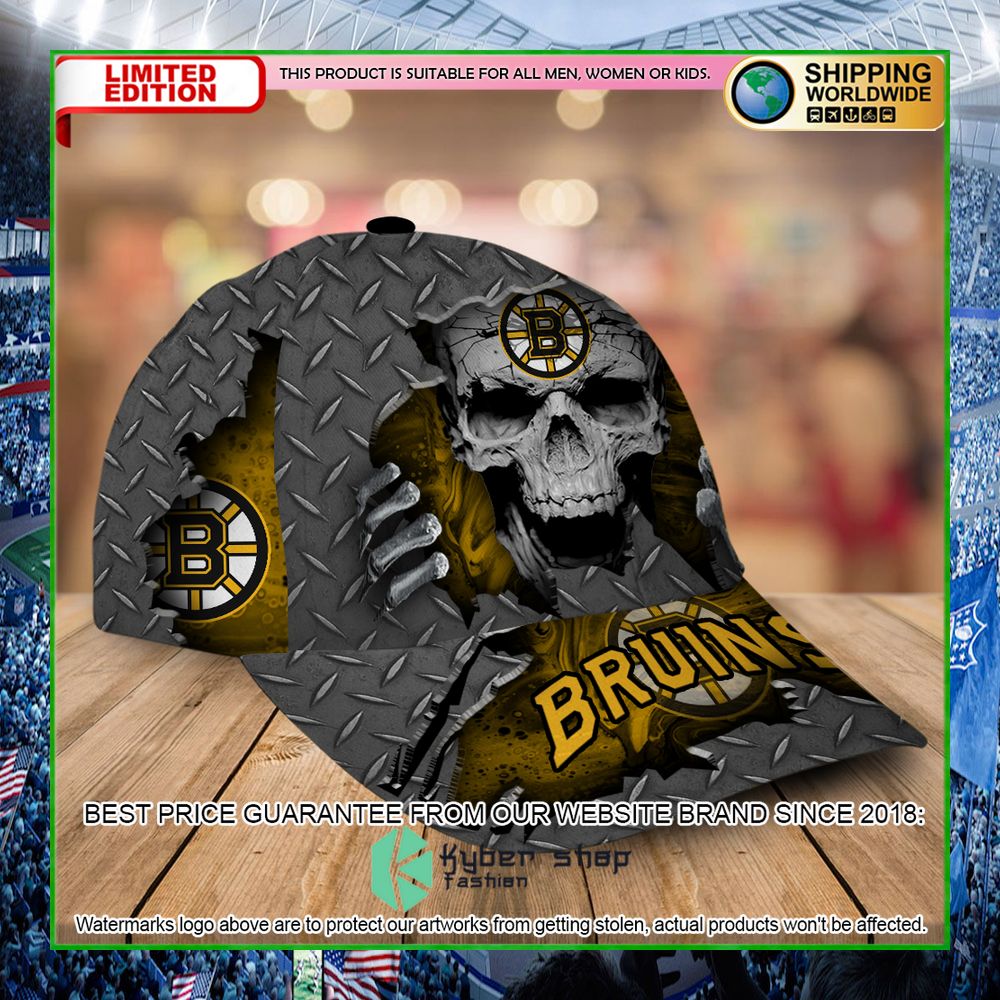 boston bruins custom name nhl skull cap limited edition