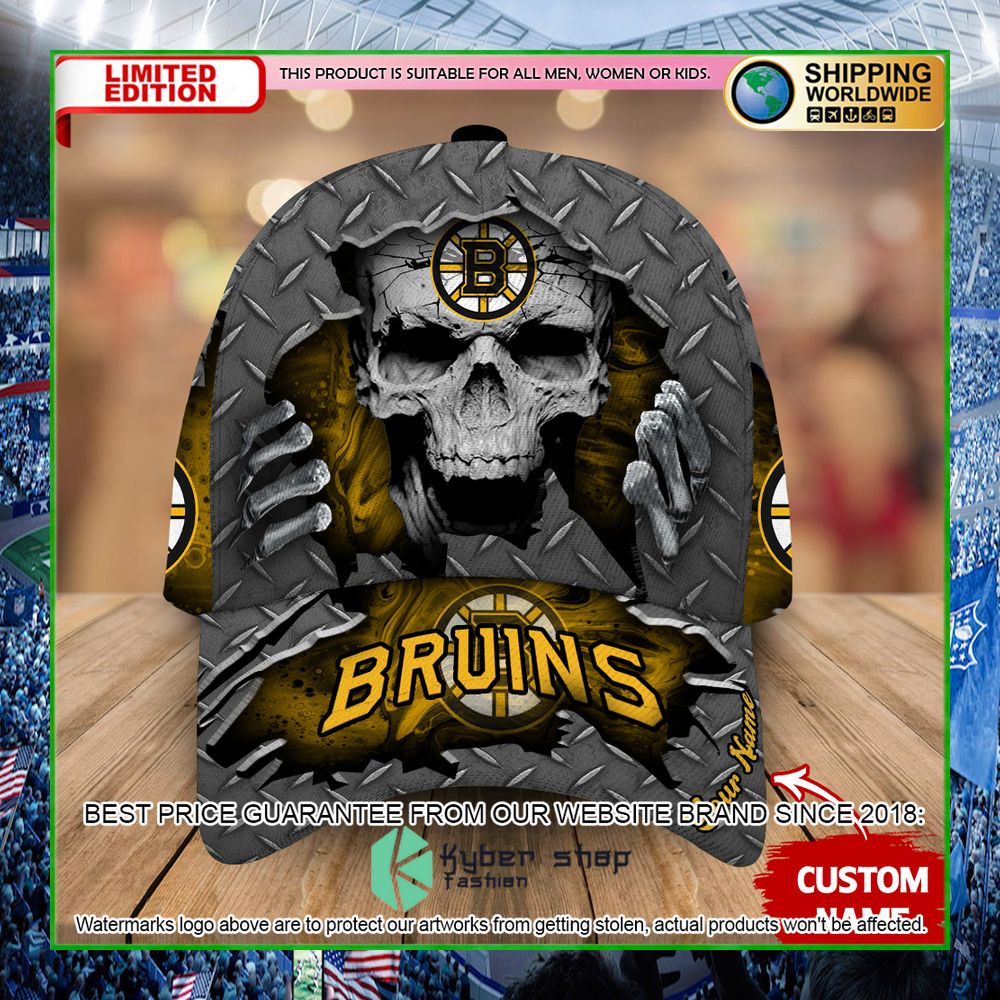 boston bruins custom name nhl skull cap limited edition o2l8f