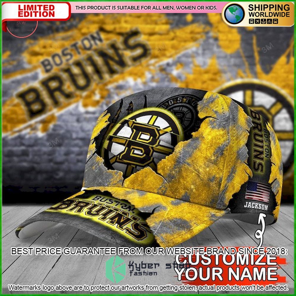 boston bruins skull nhl custom name cap limited edition