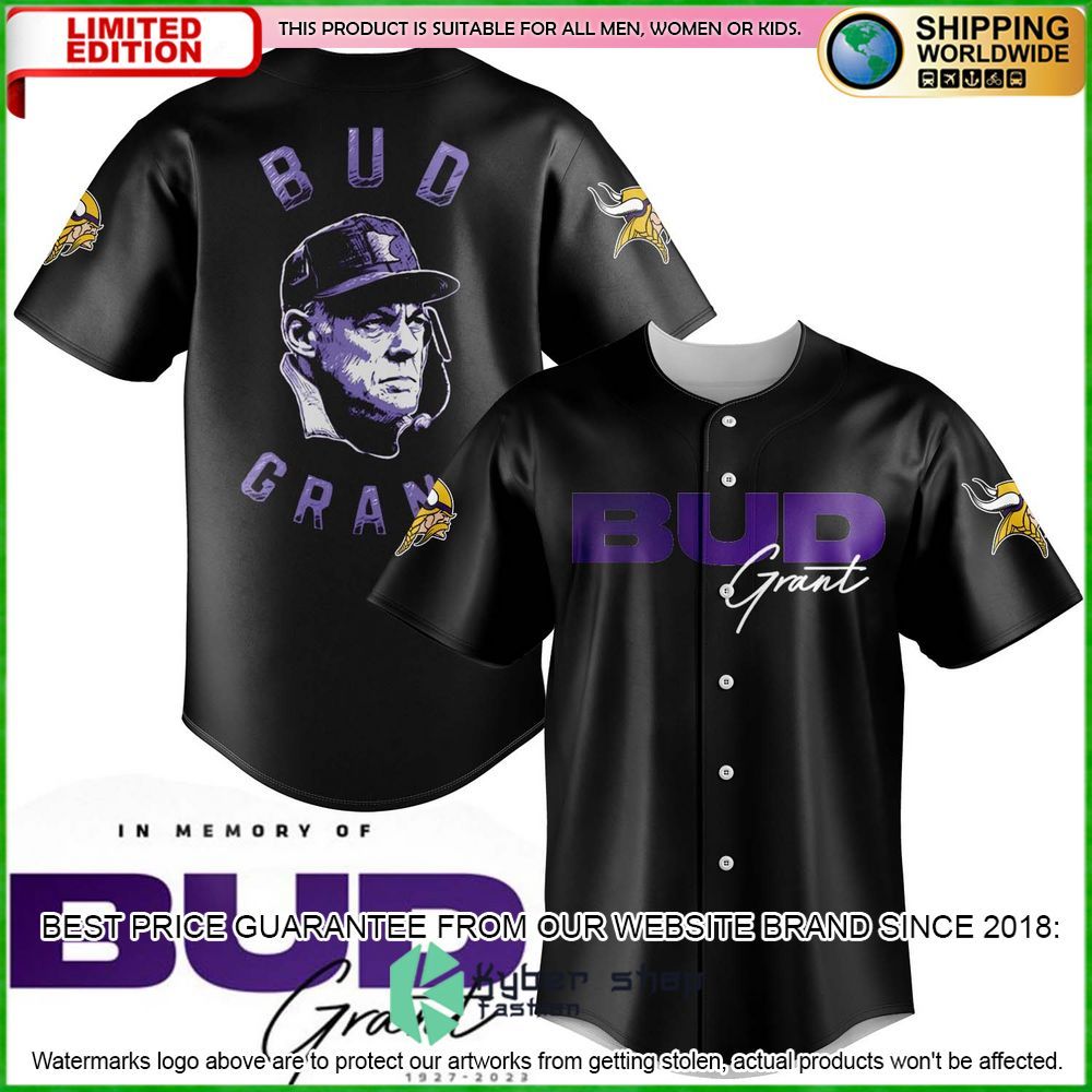 bud grant minnesota vikings nfl baseball jersey limited edition 402yl