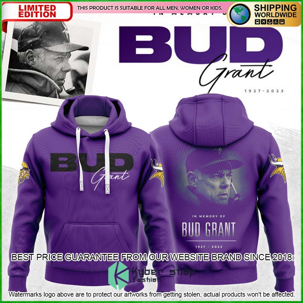 bud grant nfl minnesota vikings hoodie limited edition qinia