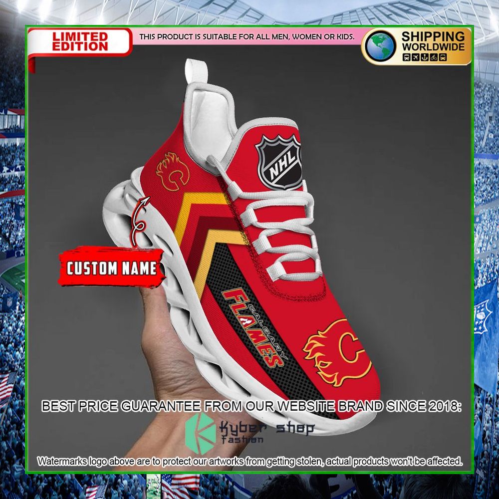 calgary flames custom name clunky max soul shoes limited edition io1y1