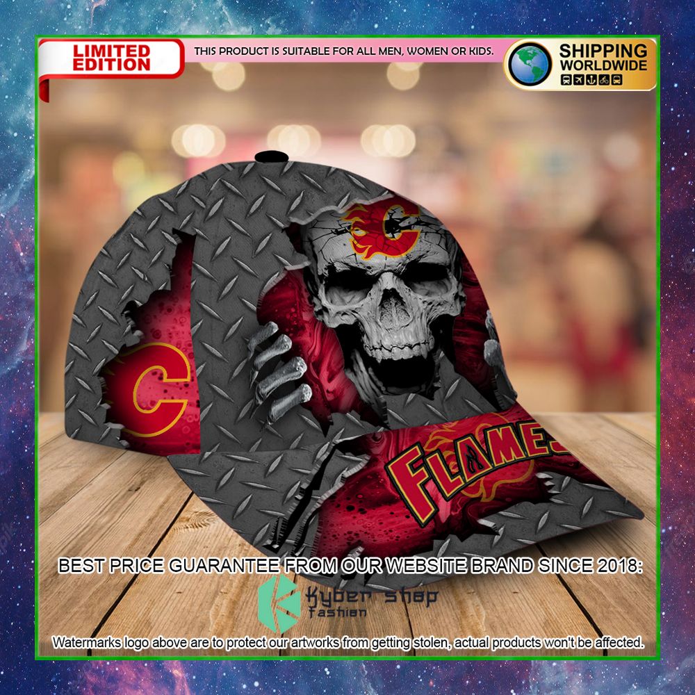 calgary flames custom name nhl skull cap limited edition 9wdt7