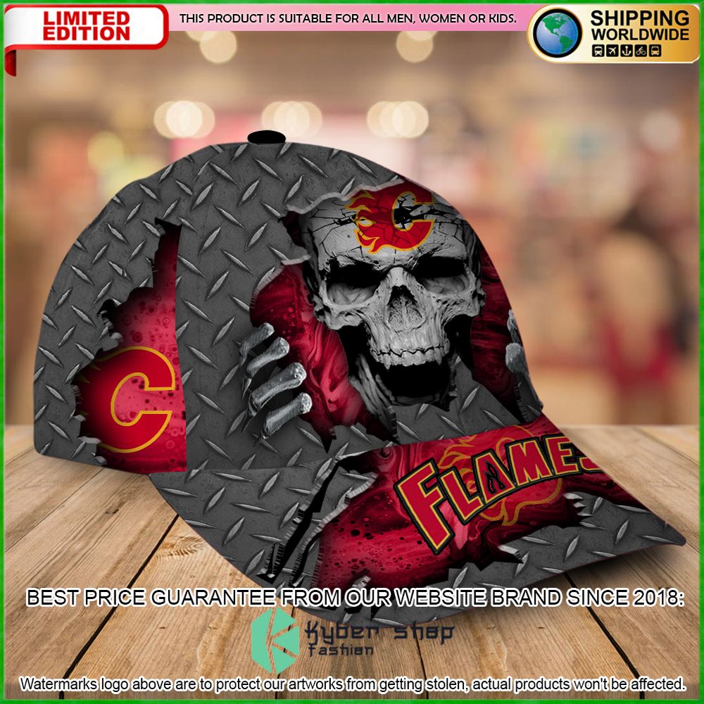 calgary flames custom name nhl skull cap limited edition cwneh